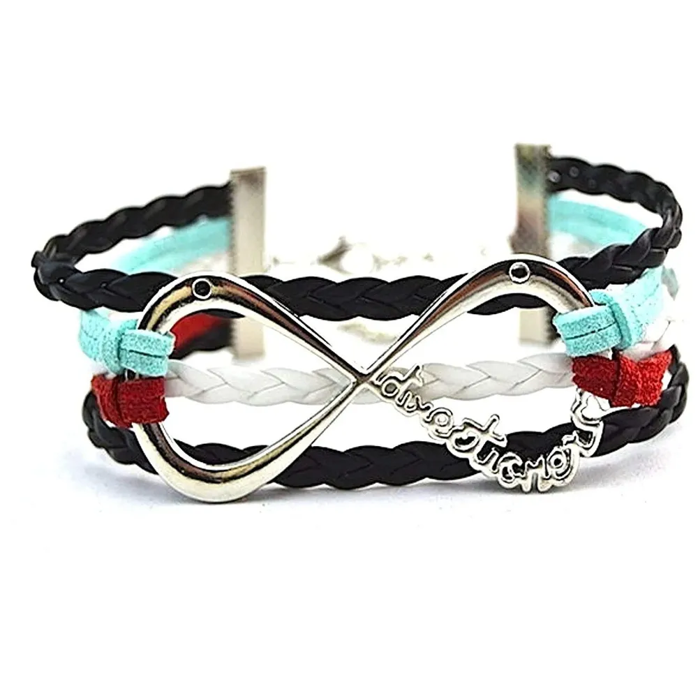 One Direction Twin Hearts Leather Charm Bracelet For Women (Multi Colour)
