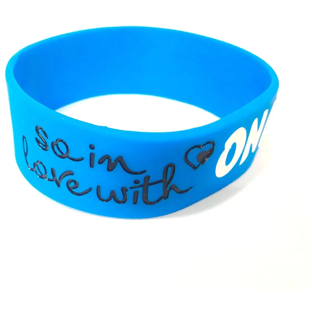 One Direction 25 MM BLUE ~ 1D DEBOSSED SILICONE WRISTBAND BRACELET BLUE