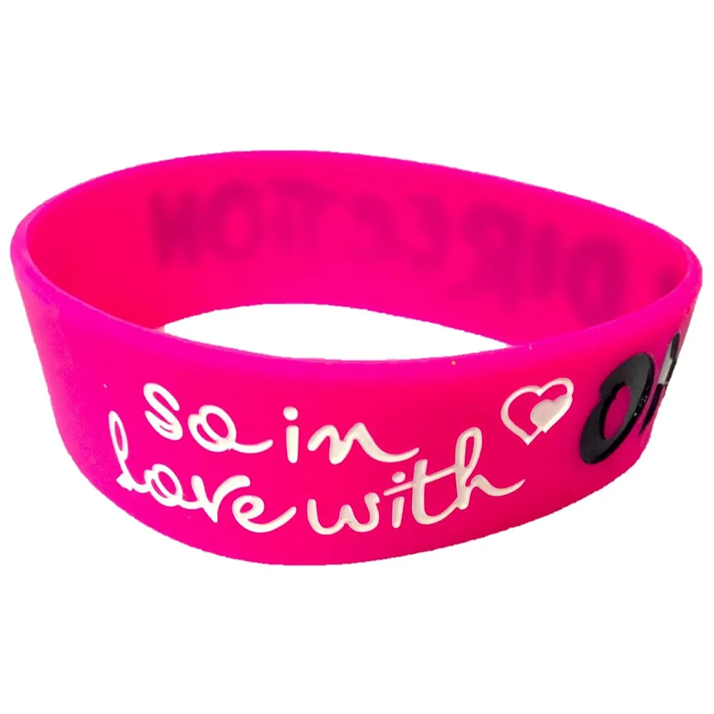 One Direction 25 MM MAGENTA PINK ~ 1D DEBOSSED SILICONE WRISTBAND BRACELET MAGENTA PINK