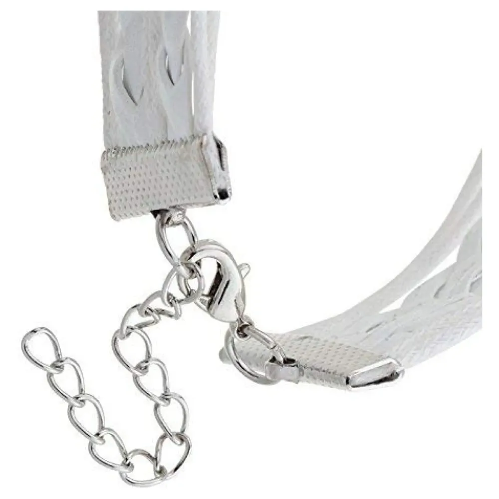 One Direction Twin Hearts Leather Charm Bracelet For Women (White)