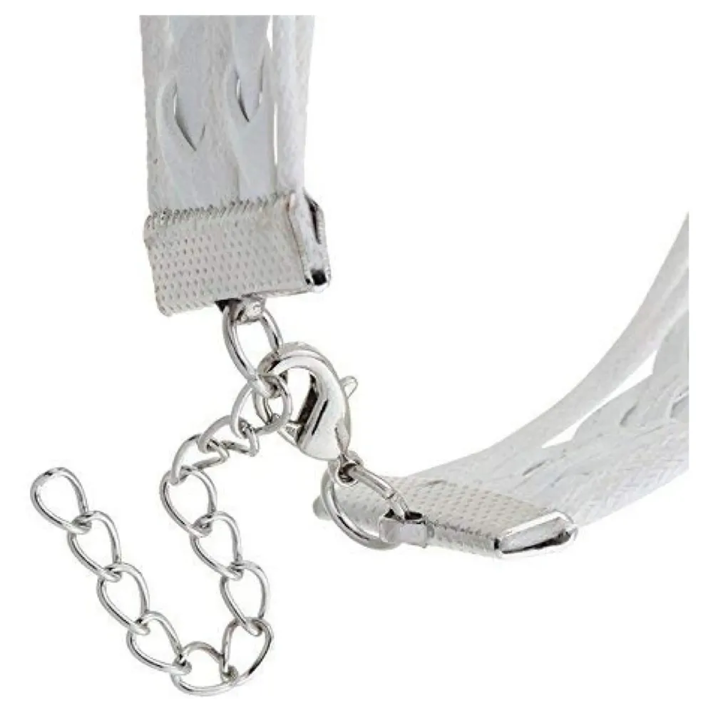 One Direction Twin Hearts Leather Charm Bracelet For Women (White)