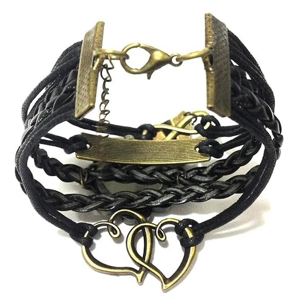 One Direction Charm Watch Bracelet Twin Hearts Infinity Leather