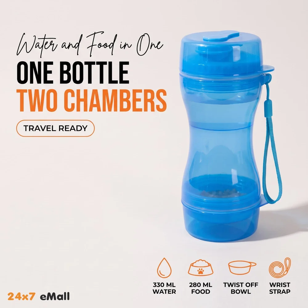2 in 1 Dog Water Bottle Portable Food Container Drinking Bowl for Small Medium Dogs Outdoor Travel Pet Water Dispenser Feeder