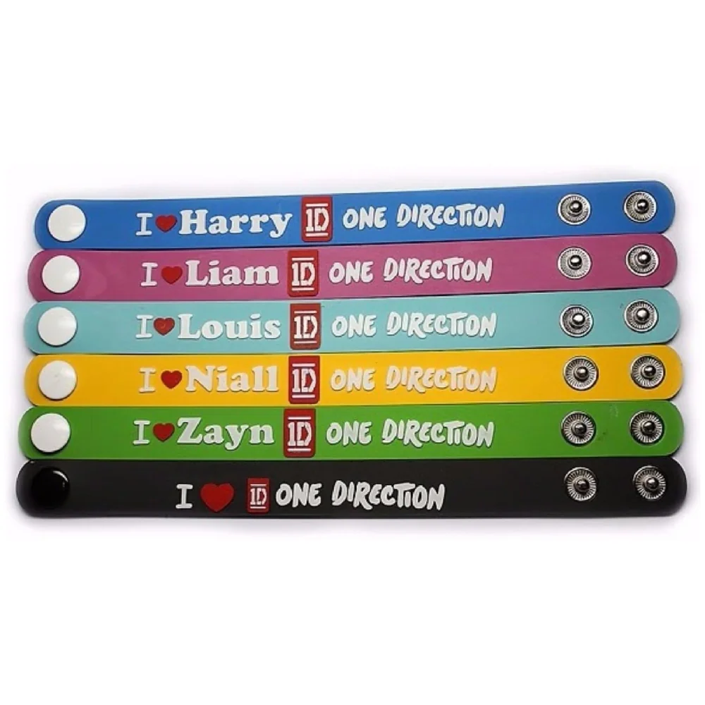 One Direction Set of 6 Silicone and Charm Bracelets Multicolour Wristbands