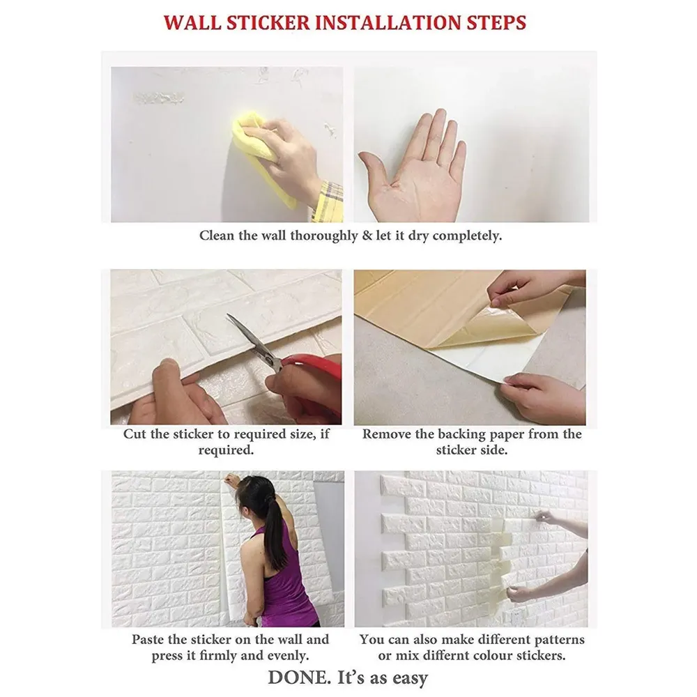 PVC Thick Wallpaper self Adhesive White Bricks wall Sticker with Glue Included for All wall Types