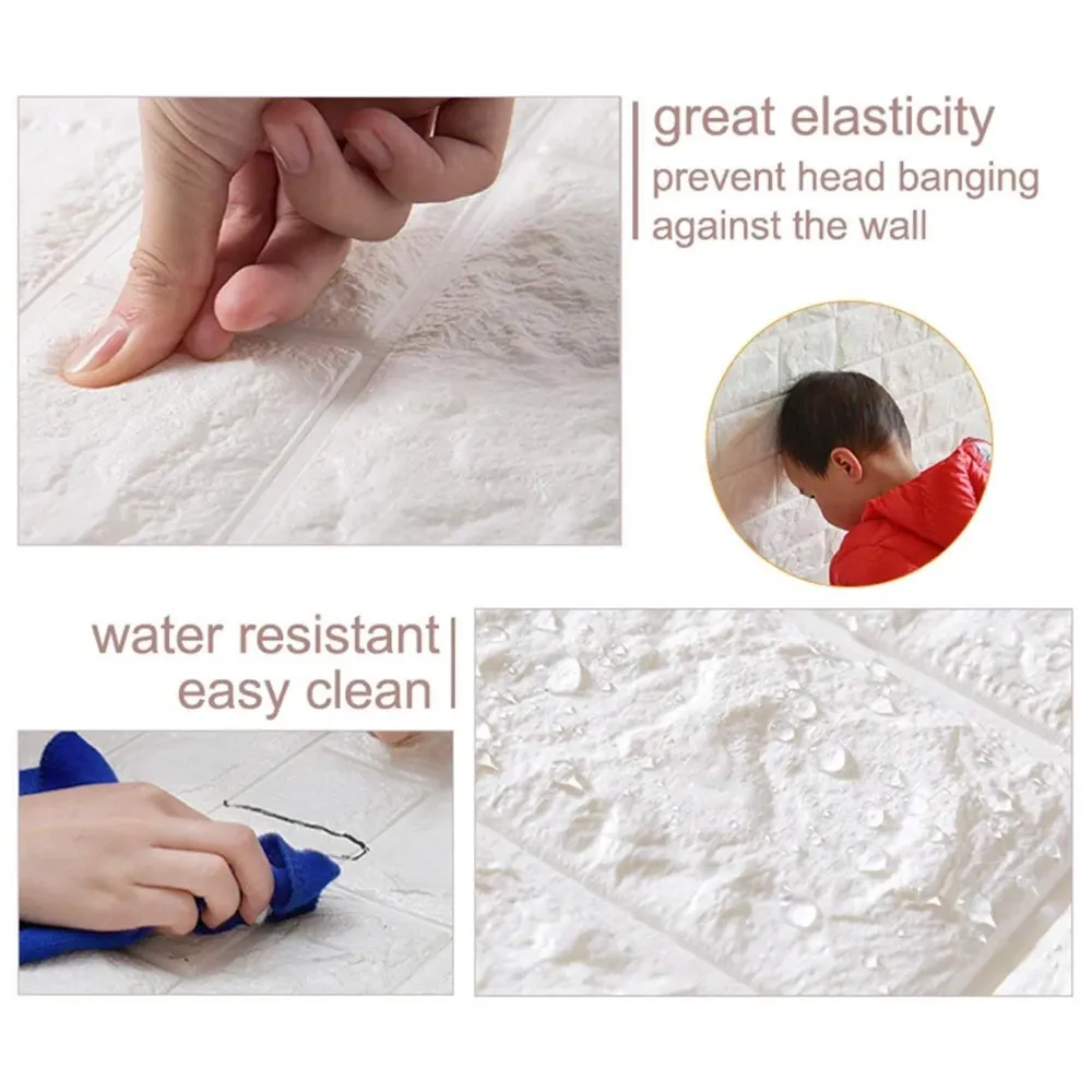 PVC Thick Wallpaper self Adhesive White Bricks wall Sticker with Glue Included for All wall Types