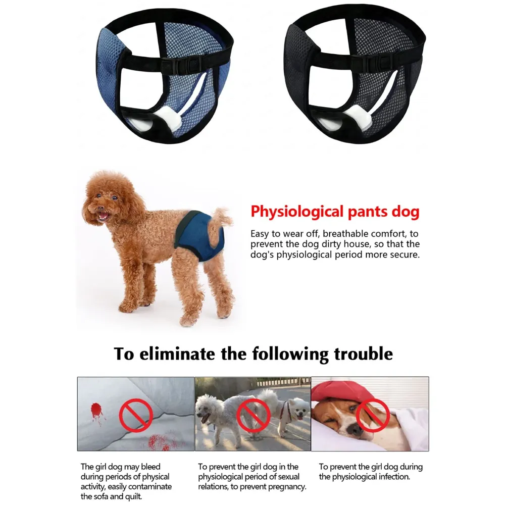 Female Dog Diapers Diaper Comfortable Reusable Female Dog, Puppy, and Female Dogs Diapers with 3 Absorption Cotton Pads