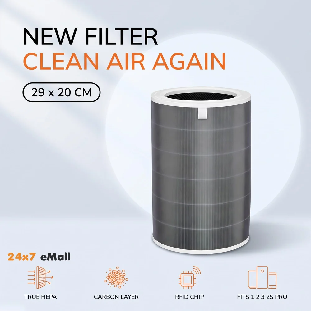 Replacement HEPA Filter, Air Filter for Home Compatible with Mi Air Purifier 1/2 /3 /2S Pro, Air Purifier. Formaldehyde Removal and Activated Carbon – With RFID - 29 cm x 20 cm