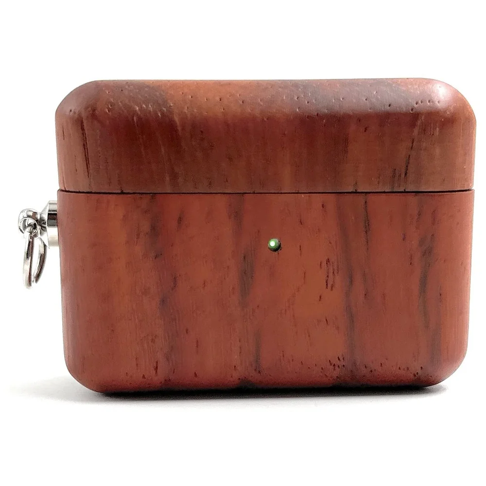Solid Mahogany Wood AirPods Pro Case Wireless Charging Red Wood