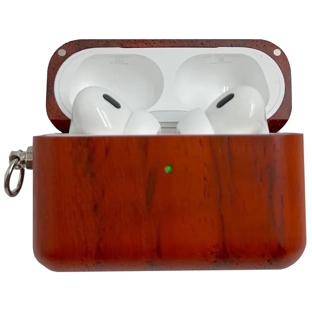 Solid Mahogany Wood AirPods Pro Case Wireless Charging Red Wood