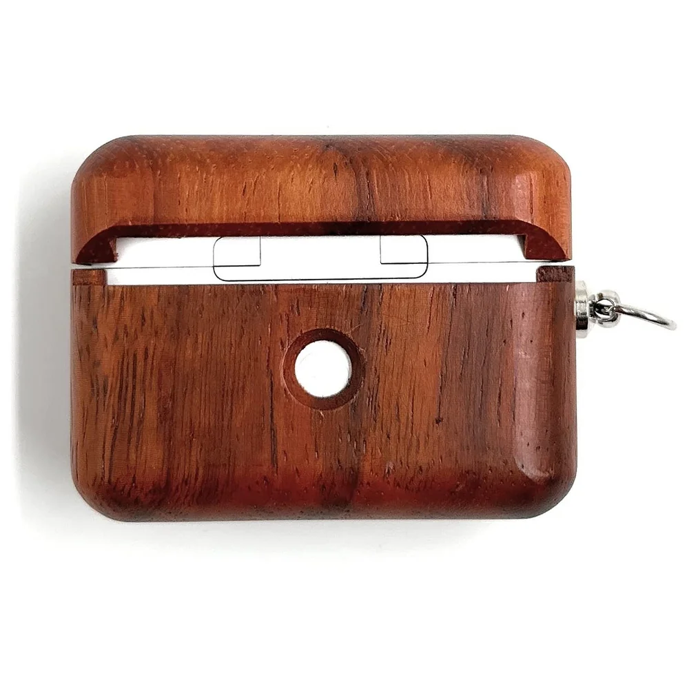 Solid Mahogany Wood AirPods Pro Case Wireless Charging Red Wood