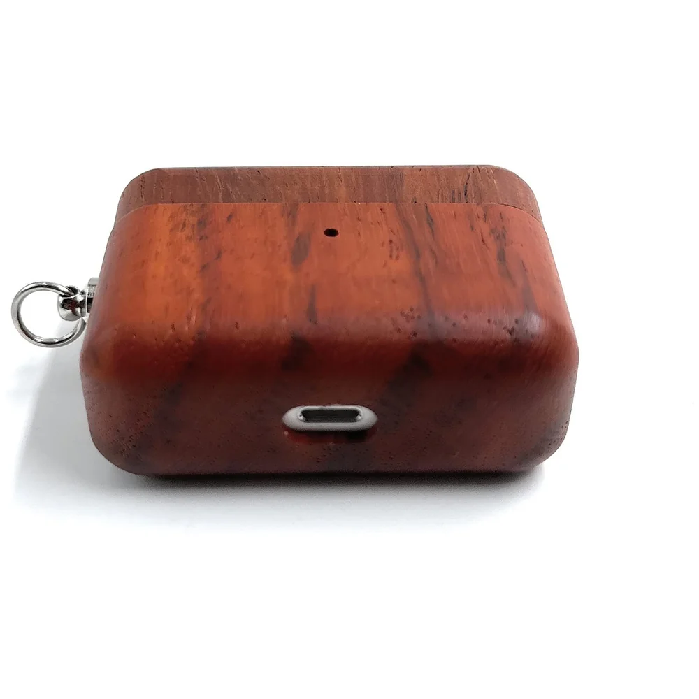 Solid Mahogany Wood AirPods Pro Case Wireless Charging Red Wood