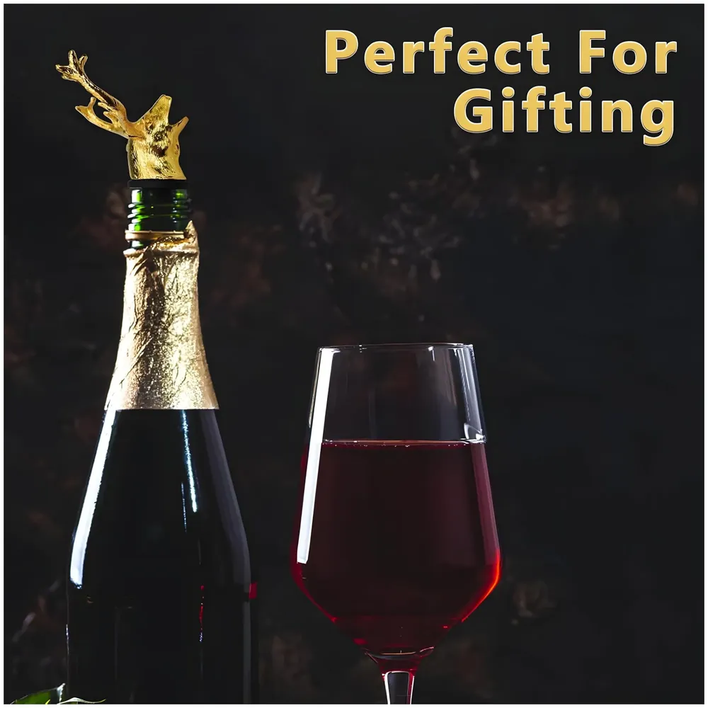 Gold Stag Head Liquor Bottle Pourer Liquor Pour Spout 1Pc Deer Head Bottle Tipping Nozzle Silicone Stoppers Gold for Bars Homes Party