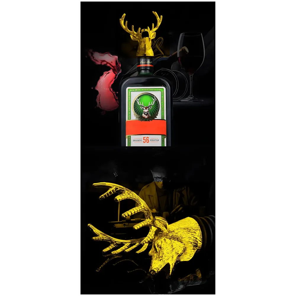 Gold Stag Head Liquor Bottle Pourer Liquor Pour Spout 1Pc Deer Head Bottle Tipping Nozzle Silicone Stoppers Gold for Bars Homes Party