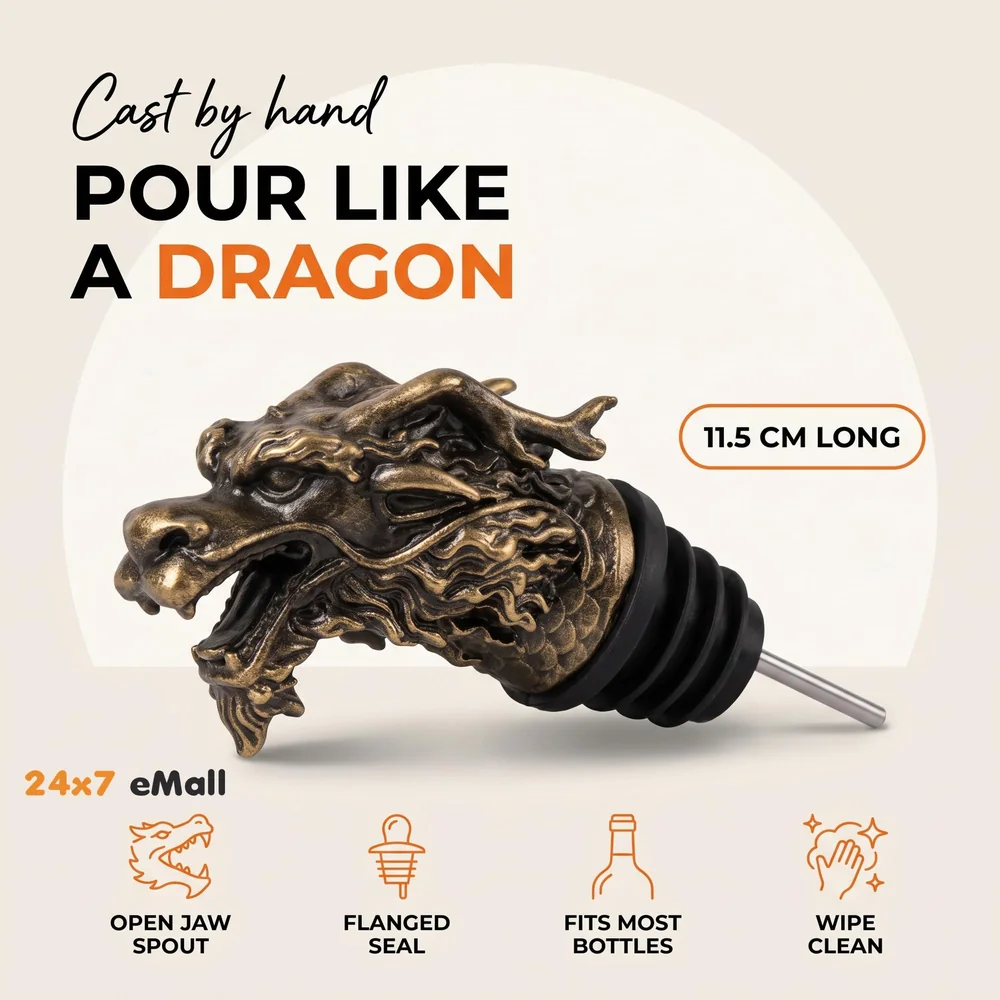 Dragon Head Liquor Bottle Pourer Liquor Pour Spout 1Pc Deer Head Bottle Tipping Nozzle Silicone Stoppers for Bars Homes Party Whiskey Wine Spirits