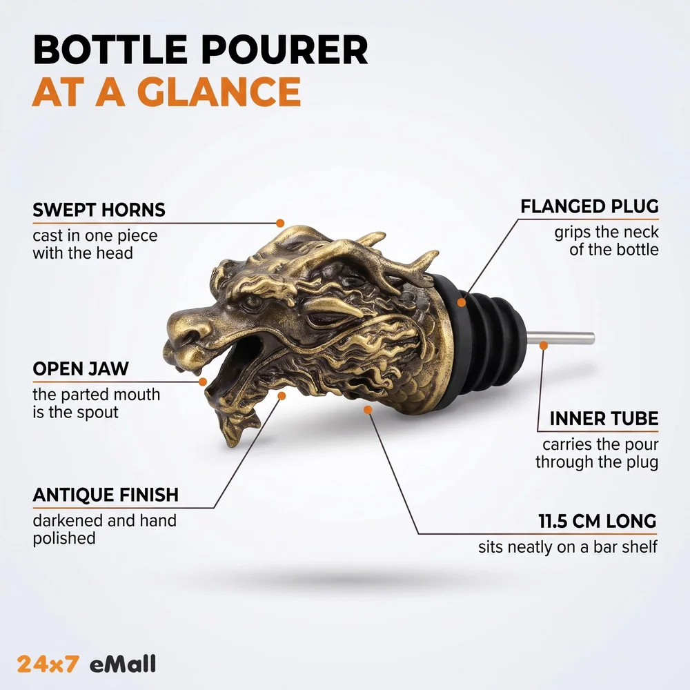 Dragon Head Liquor Bottle Pourer Liquor Pour Spout 1Pc Deer Head Bottle Tipping Nozzle Silicone Stoppers for Bars Homes Party Whiskey Wine Spirits