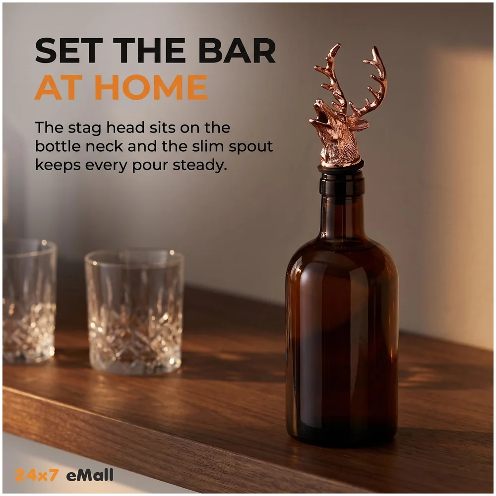 Stag Head Liquor Bottle Pourer Rose Antique 1 Pc Silicone Spout