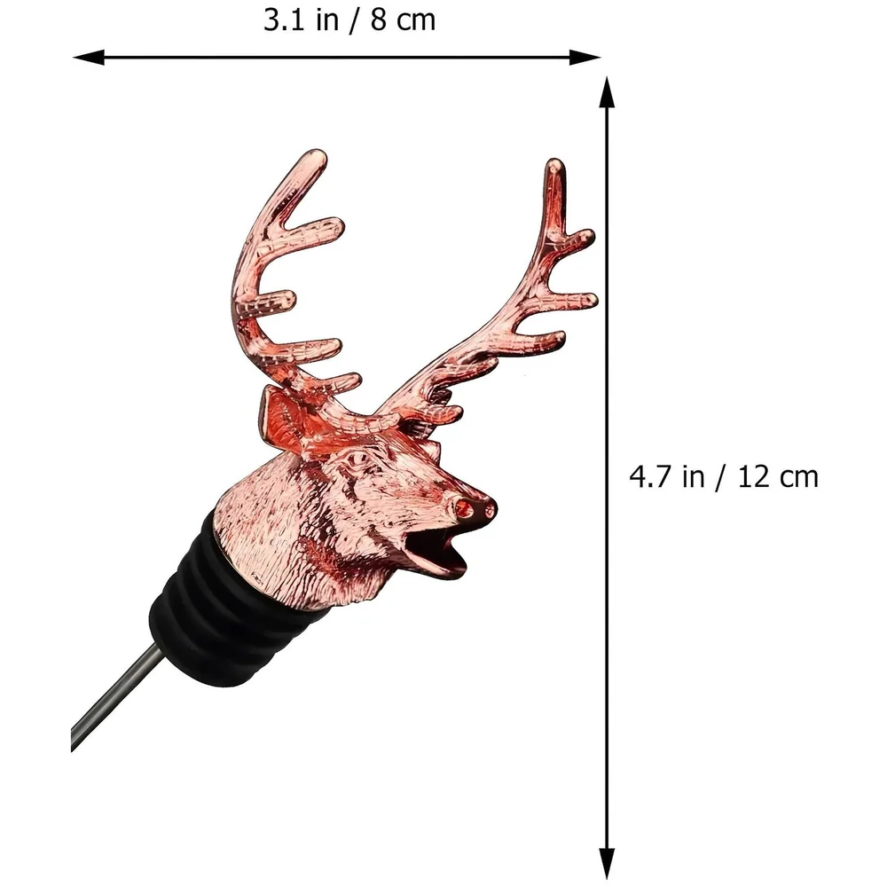 Stag Head Liquor Bottle Pourer Rose Antique 1 Pc Silicone Spout