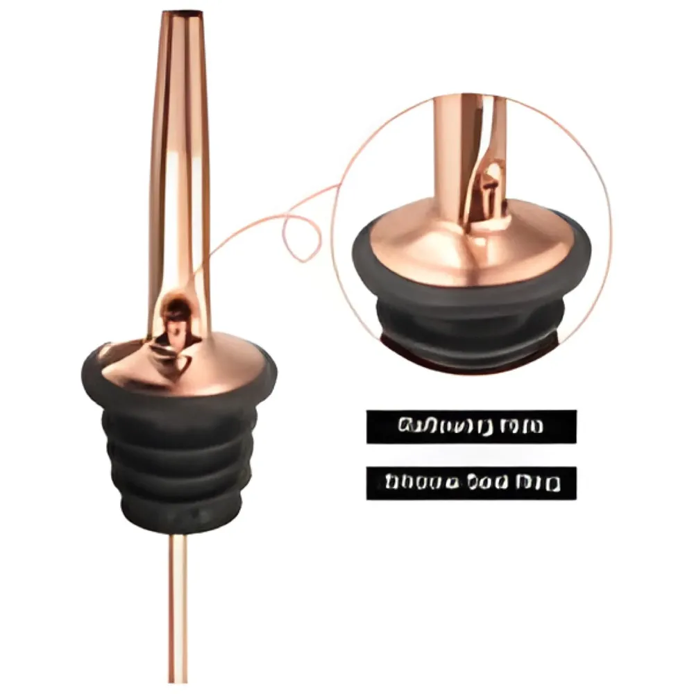 4 Pcs Rose Gold Liquor Bottle Pourer Liquor Pour Spout Head Bottle Tipping Nozzle Silicone Stoppers for Bars Homes Party 11.3 cm x 2.9 cm Fits Most Bottles.