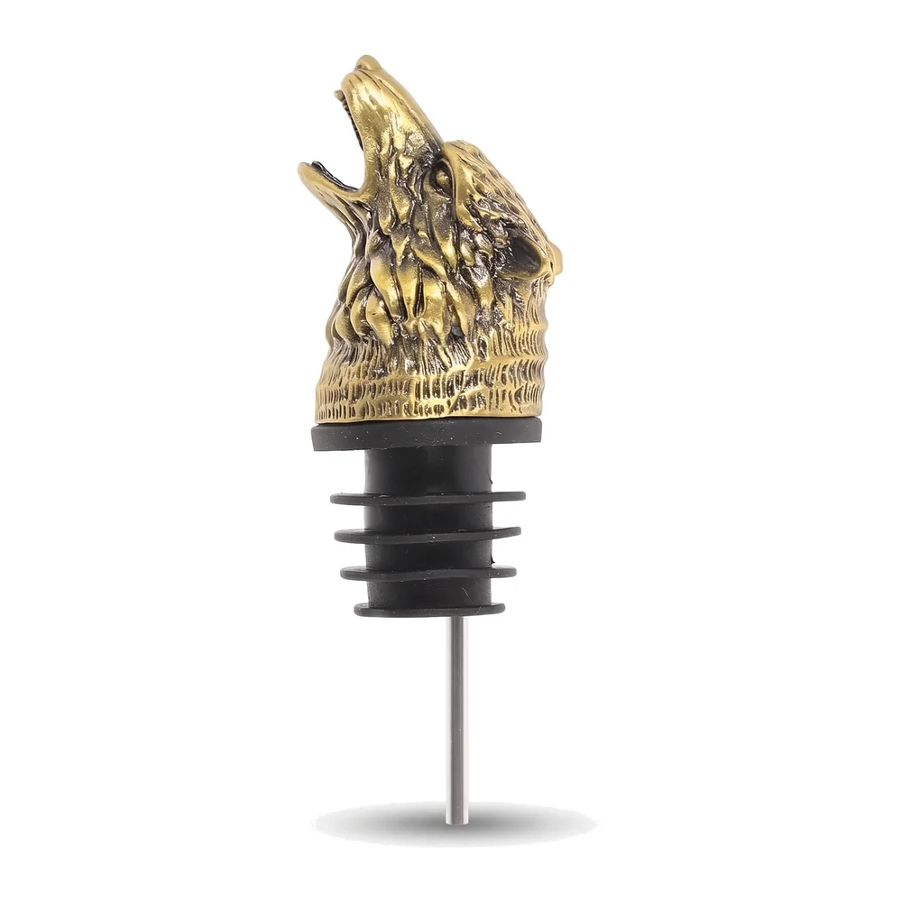 Gold Wolf Head Liquor Bottle Pourer 1 Pc Silicone Stopper Spout