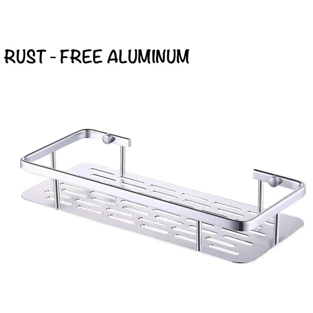 Wall Mount 12 Inch Bathroom Horizontal Shelf 1 Pc, Rust Free Aluminium Shower Caddy Wall Shelf Holder Anti Rust, Rust Free Aluminium, Installation Kit Included (1, Aluminum Horizontal)