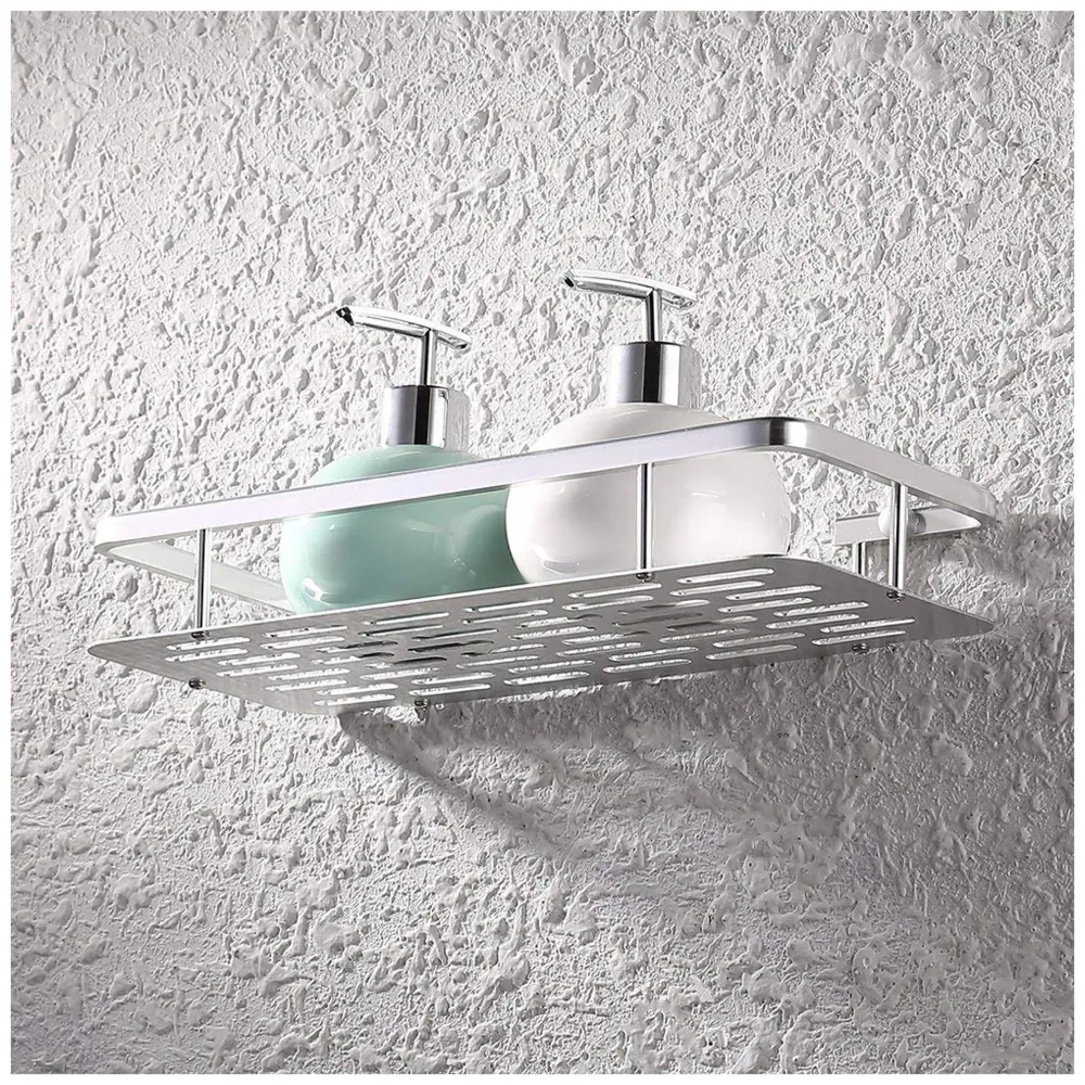 Wall Mount 12 Inch Bathroom Horizontal Shelf 1 Pc, Rust Free Aluminium Shower Caddy Wall Shelf Holder Anti Rust, Rust Free Aluminium, Installation Kit Included (1, Aluminum Horizontal)