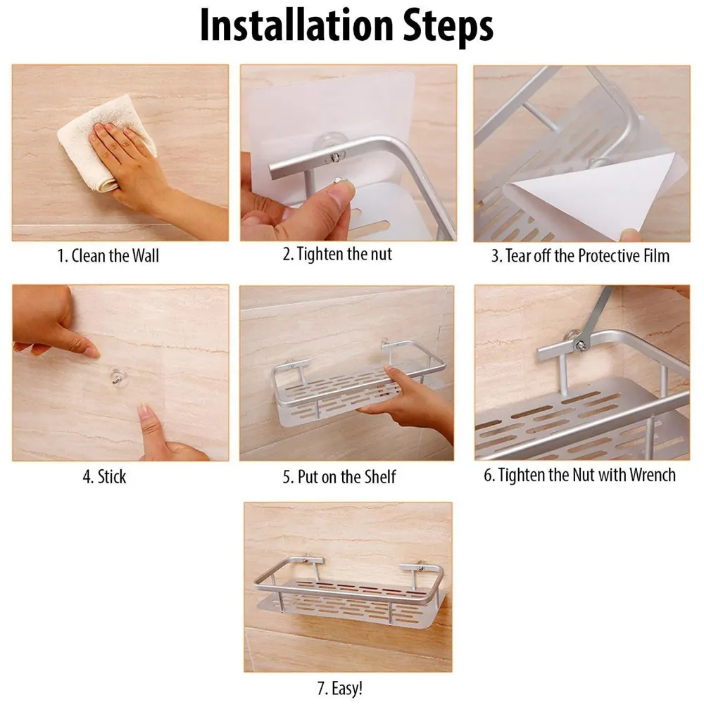 Wall Mount 12 Inch Bathroom Horizontal Shelf 2 Pc, Rust Free Aluminium Shower Caddy Wall Shelf Holder Anti Rust, Rust Free Aluminium, Installation Kit Included (2, Aluminum Horizontal)