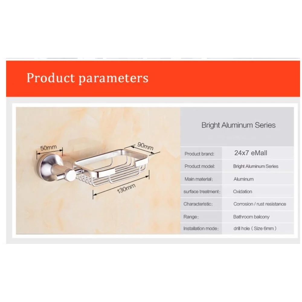 Aluminium Soap Dish Wall Hung Concealed Screws Rust Free Square