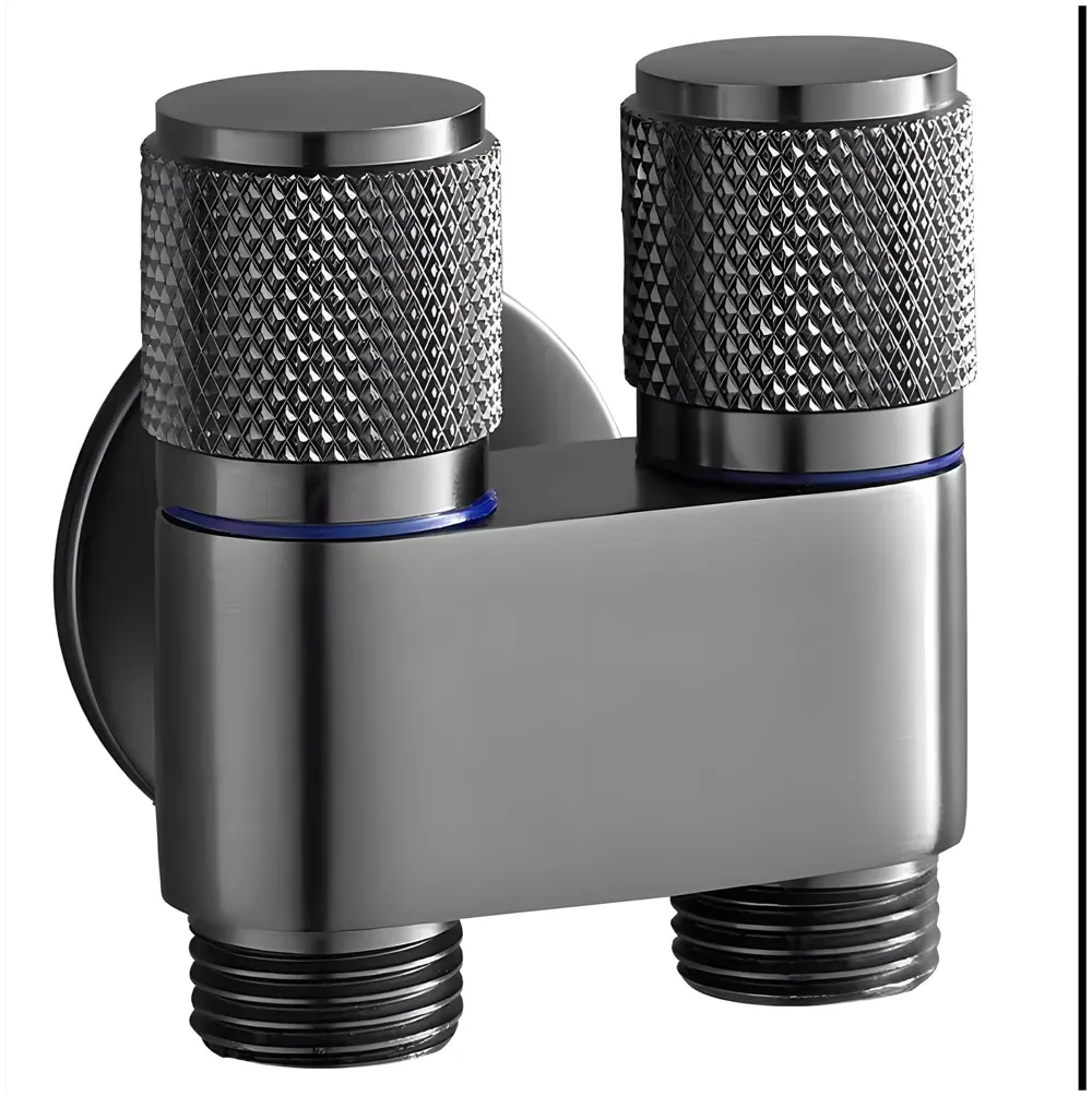 2 in 1 Angular Dark Grey Dual Tap for Bathroom, Geyser | Luxury Series Two-Way Angle Valve | 2 in 1 Angle Valve for Bathroom | Two Way Tap for Bathroom Black Washing Machine. Wall Mounted.