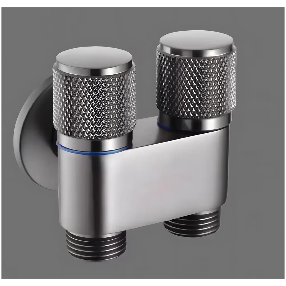 2 in 1 Angular Dark Grey Dual Tap for Bathroom, Geyser | Luxury Series Two-Way Angle Valve | 2 in 1 Angle Valve for Bathroom | Two Way Tap for Bathroom Black Washing Machine. Wall Mounted.