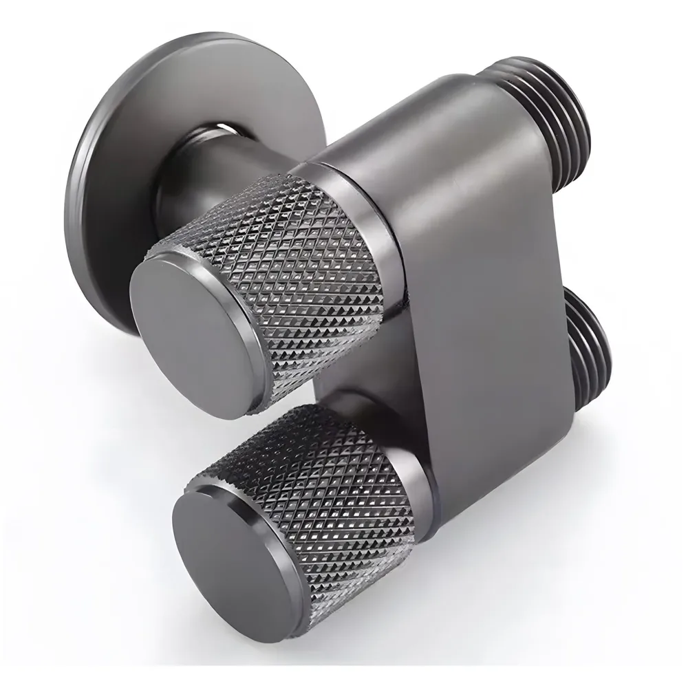 2 in 1 Angular Dark Grey Dual Tap for Bathroom, Geyser | Luxury Series Two-Way Angle Valve | 2 in 1 Angle Valve for Bathroom | Two Way Tap for Bathroom Black Washing Machine. Wall Mounted.