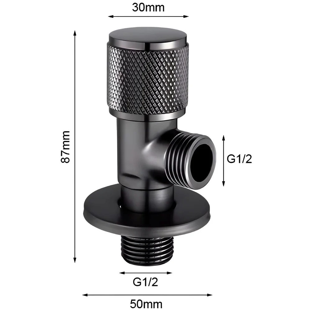 Stainless Steel Angular Black For Bathroom Wash Basin, Geyser | Luxury Series One-Way Angle Valve | Angle Valve For Bathroom | Wall Mounted. Stop Cock Toilet Commode, Washbasin, 8.7Cm X 3Cm
