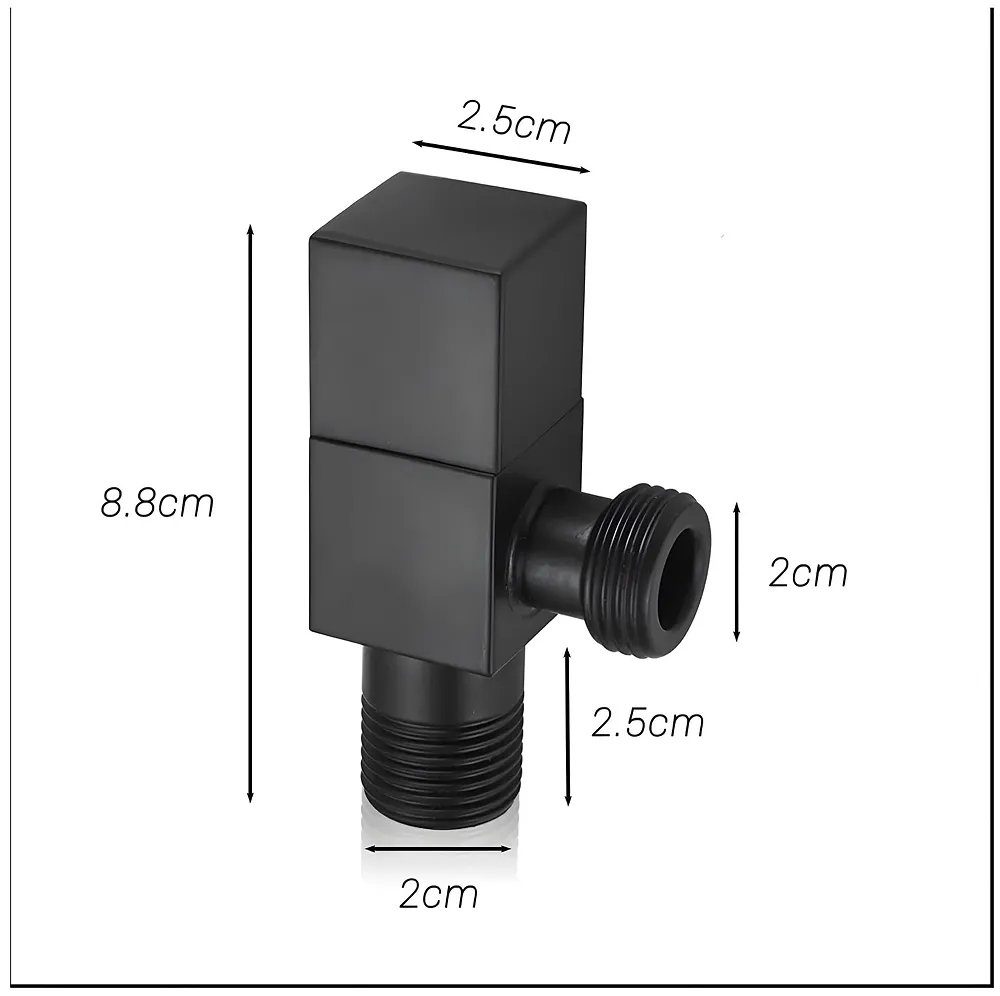 Angular Black for Bathroom wash basin, Geyser | Luxury Series One-Way Angle Valve | Wall Mounted. Stop Cock Toilet Commode, Washbasin, Square Design - 6.5 cm x 5 cm Premium