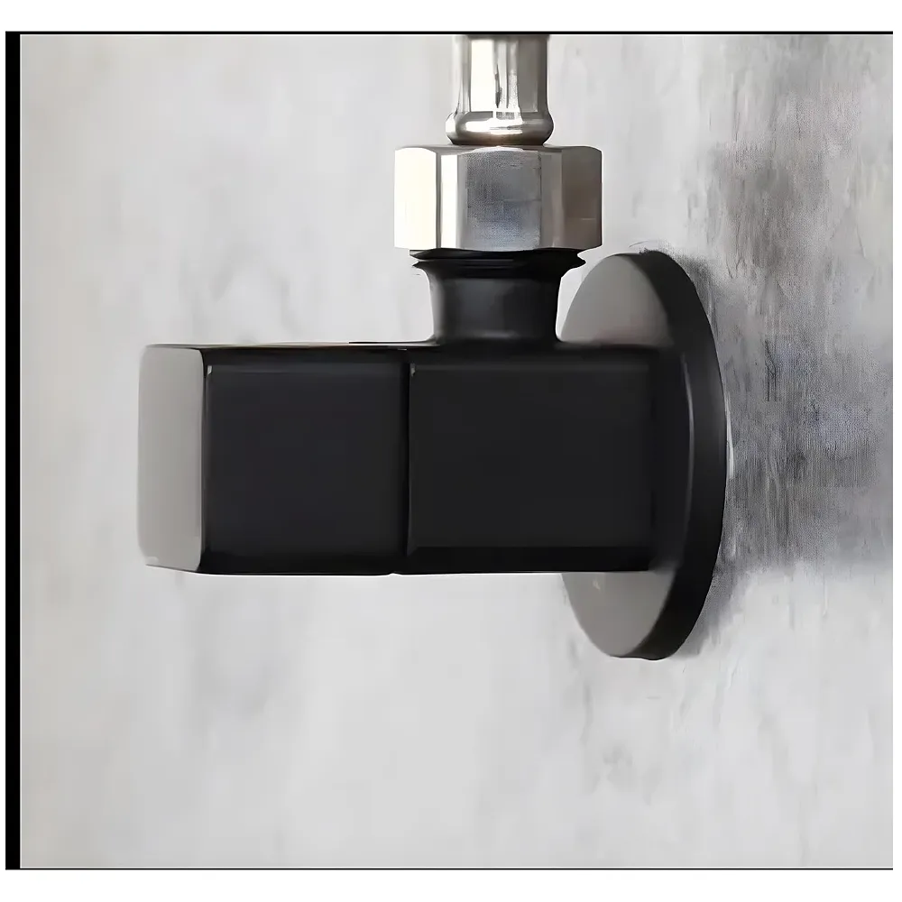 Angular Black for Bathroom wash basin, Geyser | Luxury Series One-Way Angle Valve | Wall Mounted. Stop Cock Toilet Commode, Washbasin, Square Design - 6.5 cm x 5 cm Premium