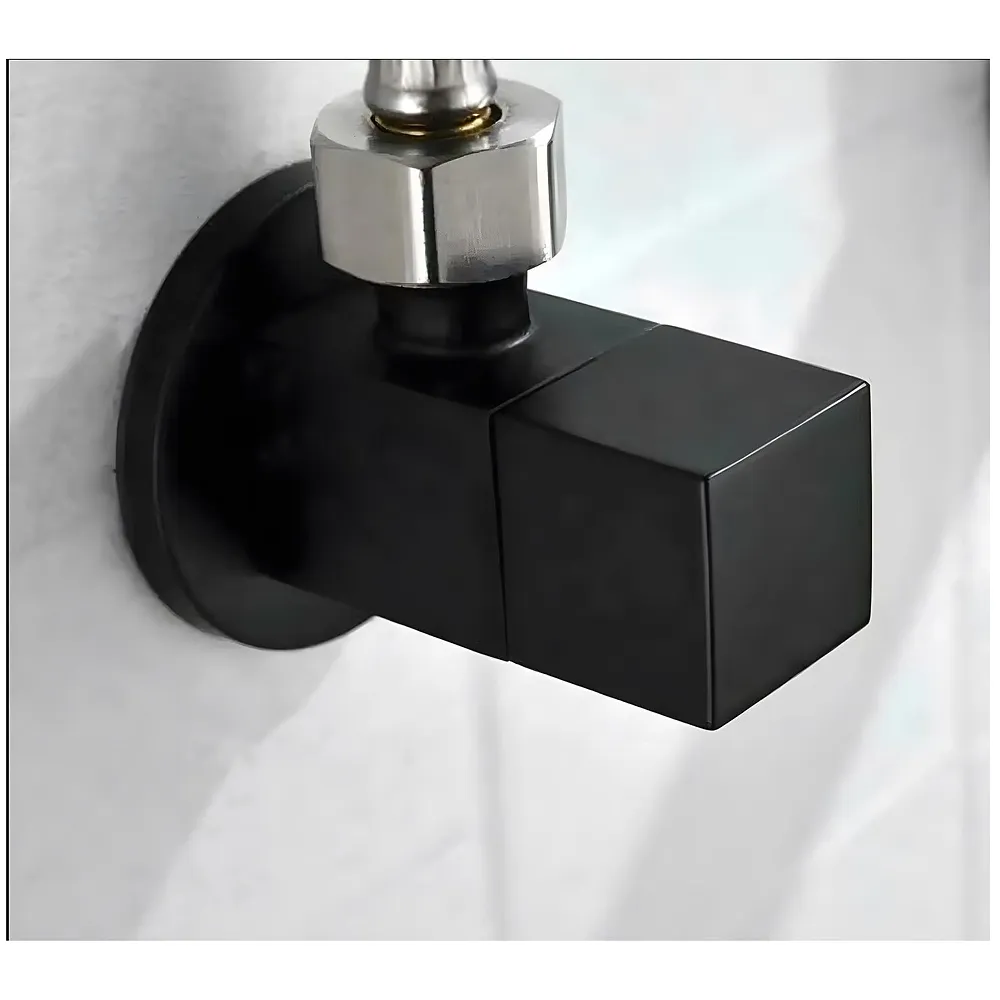 Angular Black for Bathroom wash basin, Geyser | Luxury Series One-Way Angle Valve | Wall Mounted. Stop Cock Toilet Commode, Washbasin, Square Design - 6.5 cm x 5 cm Premium
