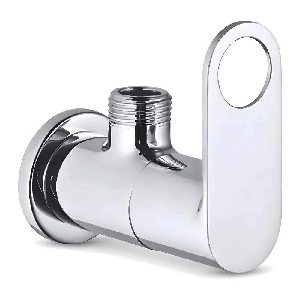 Brass Angle cock angular angle valve With Flange, Handle Design For Basin faucet geyser, Chrome