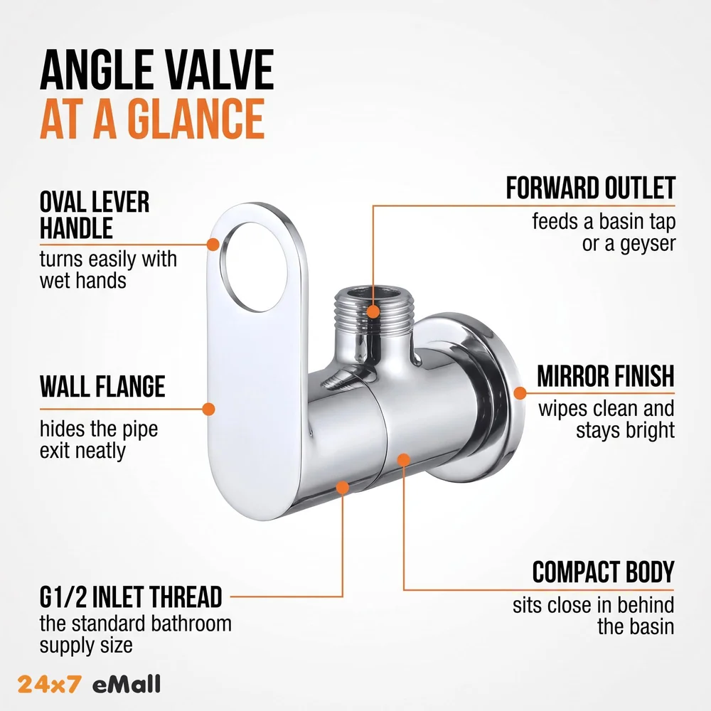 Brass Angle cock angular angle valve With Flange, Handle Design For Basin faucet geyser, Chrome