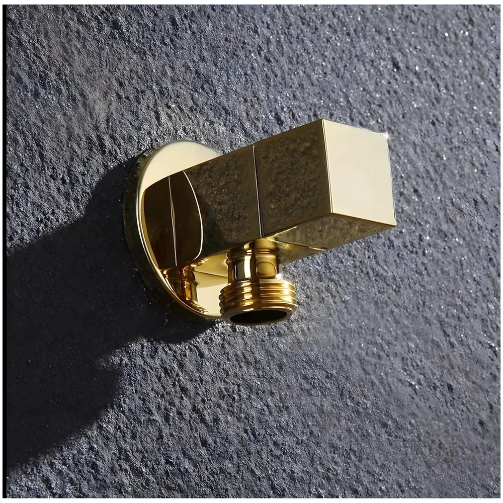 Gold Angular Stop Valve Stop Cock Angle Valve For Bathroom Kitchen Geysers Washbasins Taps Basin Accessory Commode Shower tap With Flange Square - 1 Pc