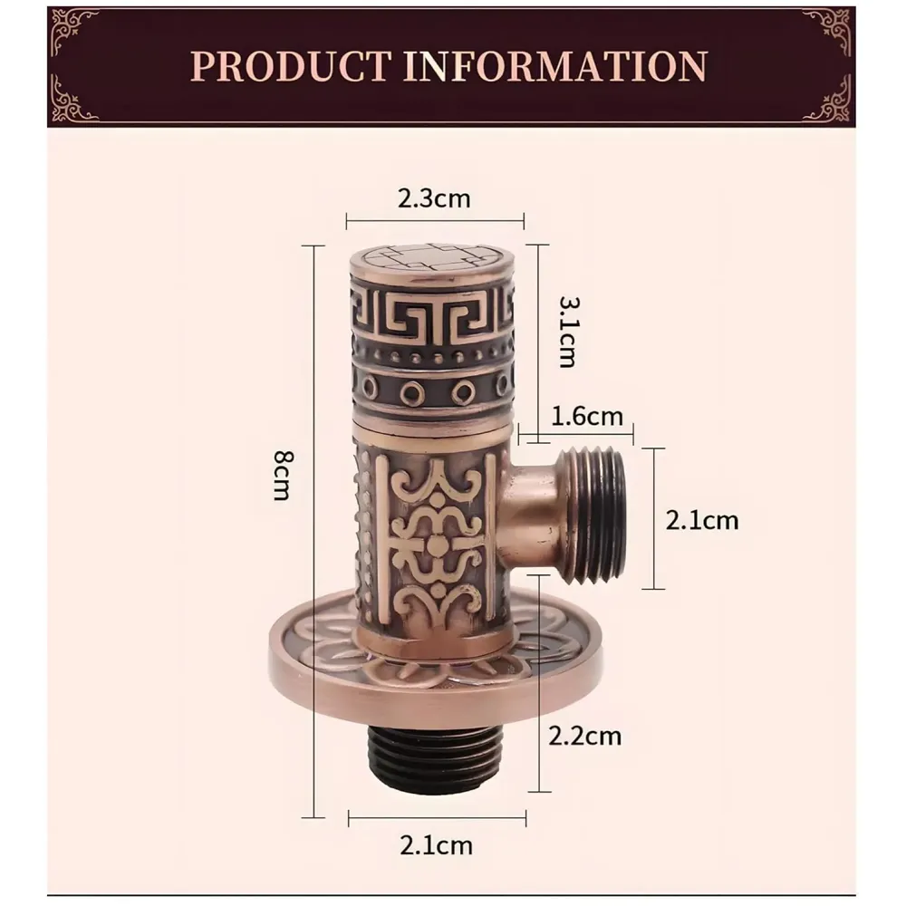 Brass Antique Brown Angular Stop Valve Stop Cock Angle Valve for Bathroom Kitchen Wash Basins tap Connector Geysers with Flange (Brass)
