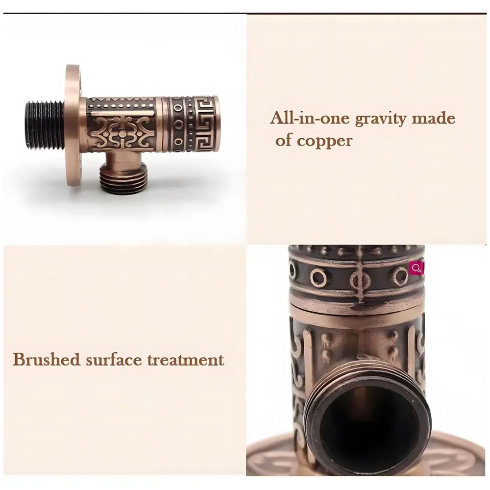 Brass Antique Brown Angular Stop Valve Stop Cock Angle Valve for Bathroom Kitchen Wash Basins tap Connector Geysers with Flange (Brass)