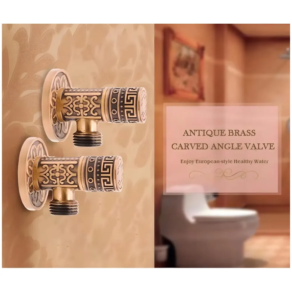 Brass Antique Brown Angular Stop Valve Stop Cock Angle Valve for Bathroom Kitchen Wash Basins tap Connector Geysers with Flange (Brass)