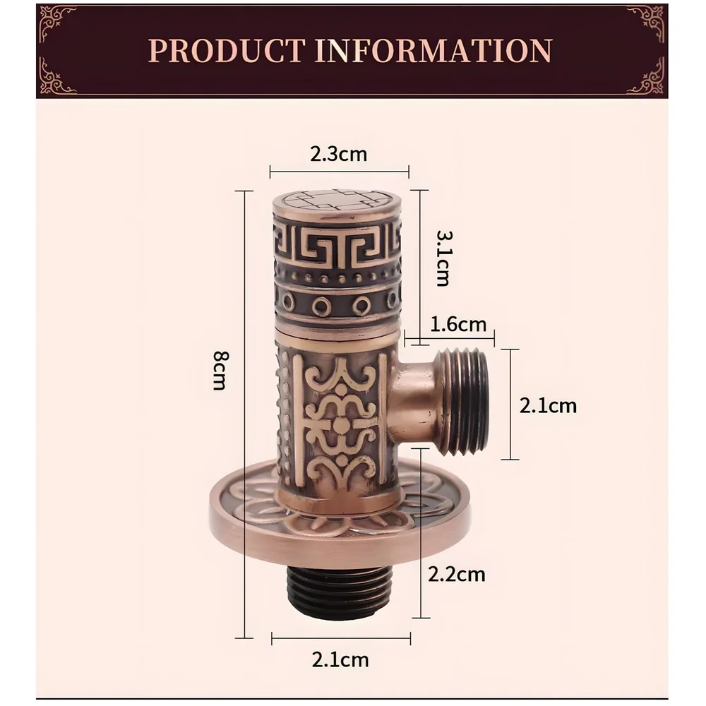 Brass Antique Brown Angular Stop Valve Stop Cock Angle Valve for Bathroom Kitchen Wash Basins tap Connector Geysers with Flange (Brass)