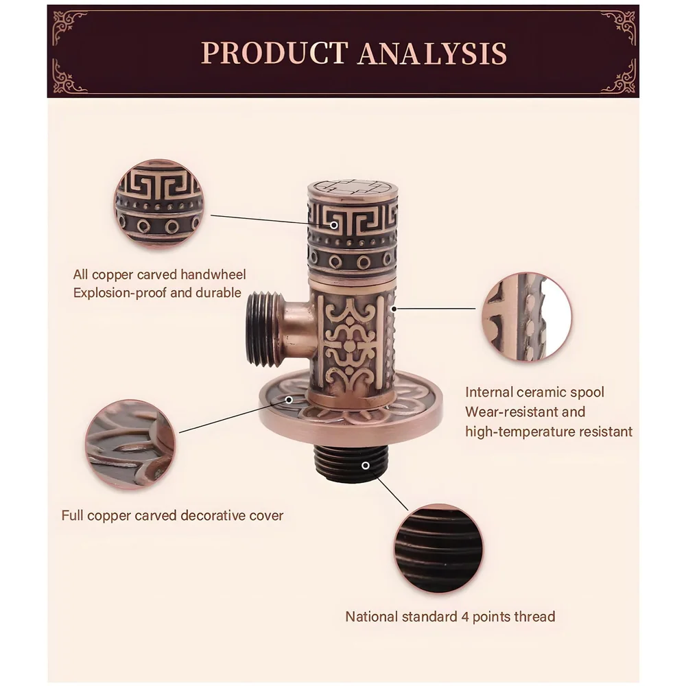 Brass Antique Brown Angular Stop Valve Stop Cock Angle Valve for Bathroom Kitchen Wash Basins tap Connector Geysers with Flange (Brass)