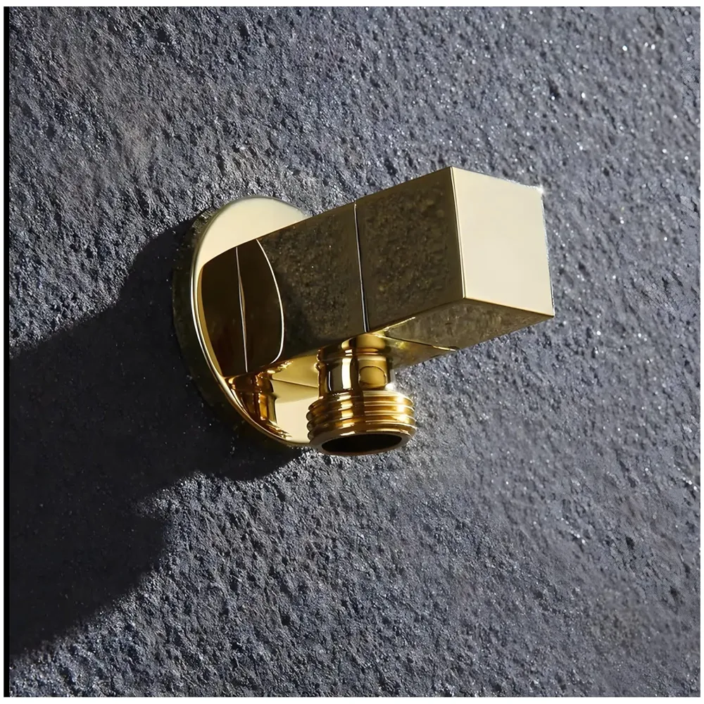 Gold Angular Stop Valve Stop Cock Angle Valve For Bathroom Kitchen With Flange Square (Gold 1)