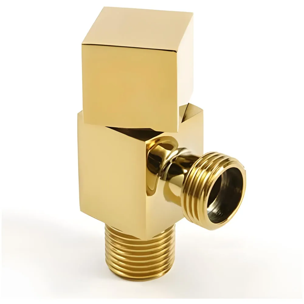 Gold Angular Stop Valve Stop Cock Angle Valve For Bathroom Kitchen With Flange Square (Gold 1)