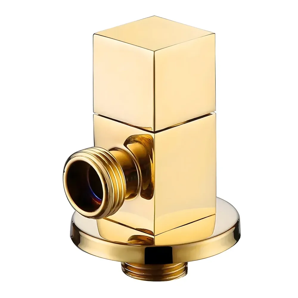 Gold Angular Stop Valve Stop Cock Angle Valve For Bathroom Kitchen With Flange Square (Gold 1)