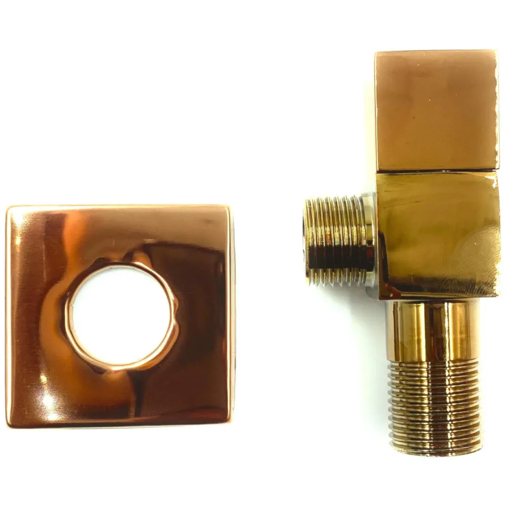 Rose Gold Angular Stop Valve Stop Cock Angle Valve For Bathroom Kitchen With Flange (Brass)