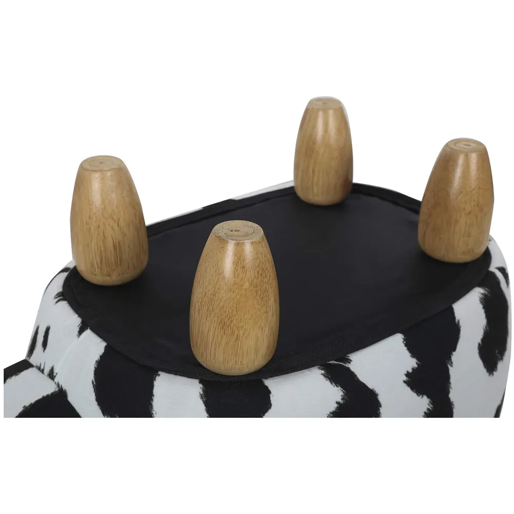 Upholstered Cow Ride-On Ottoman Footrest Stool with Vivid Adorable Animal Shape Padded Seat. (Kids and Adults, Cow)