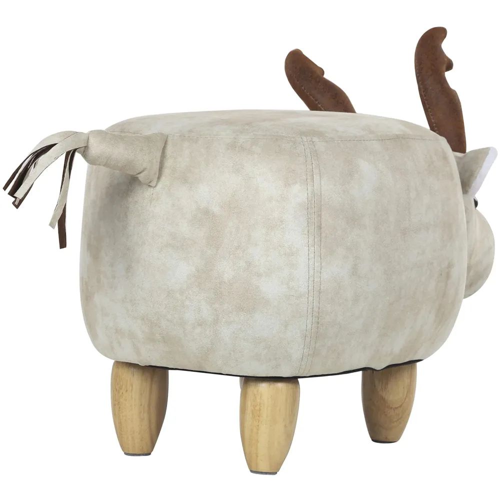 Upholstered Deer Ride-On Ottoman Footrest Stool with Vivid Adorable Animal Shape Padded Seat. (Kids and Adults, Deer)