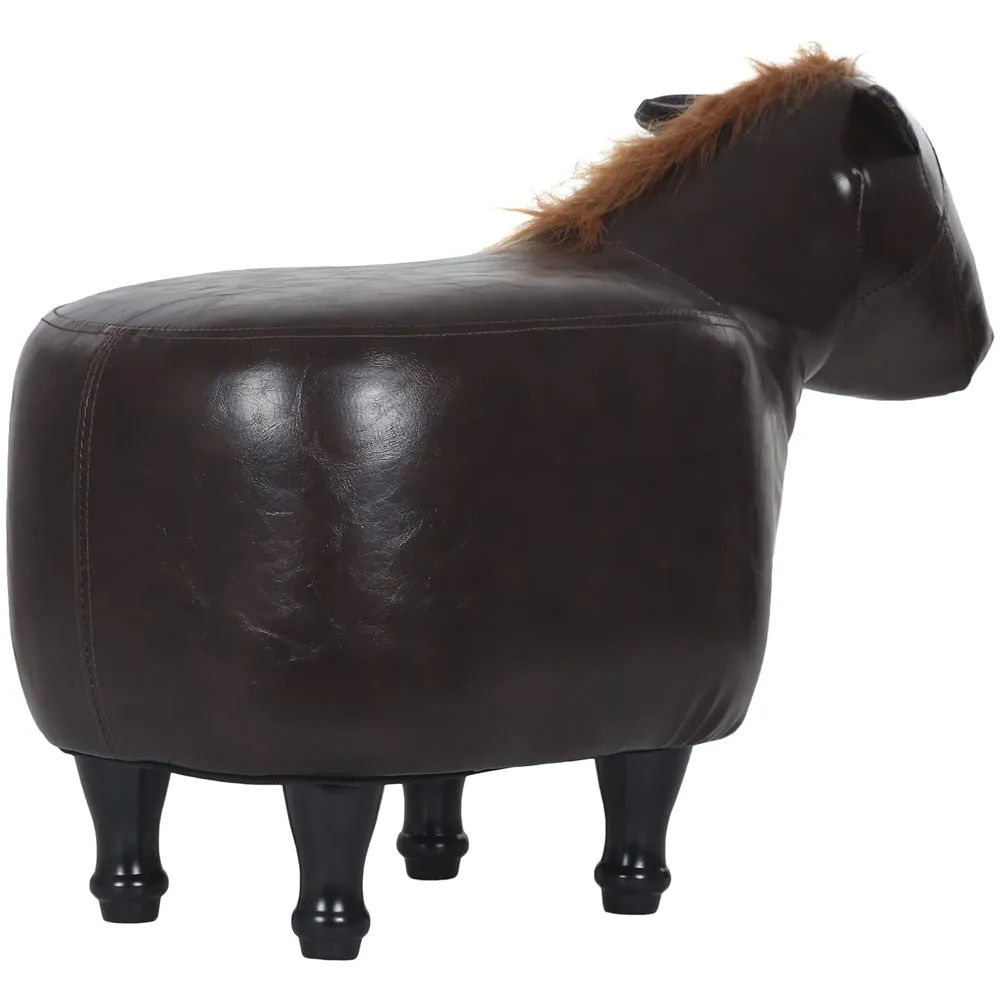 Upholstered Horse Ride-On Ottoman Footrest Stool with Vivid Adorable Animal Shape Padded Seat. (Kids and Adults, Horse)